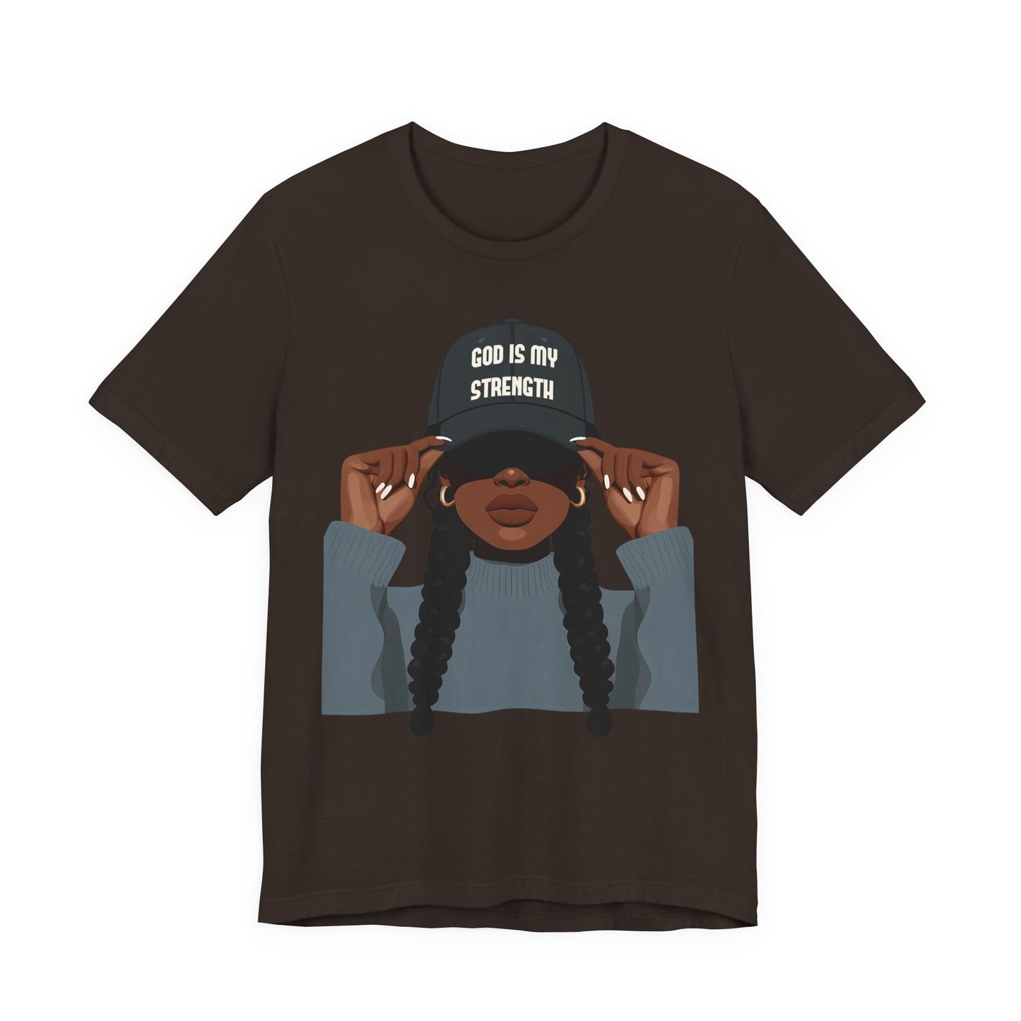 God Is My Strength Tee — Faith-Based Graphic T-Shirt with 'God Is My Strength' Cap