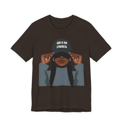 God Is My Strength Tee — Faith-Based Graphic T-Shirt with 'God Is My Strength' Cap