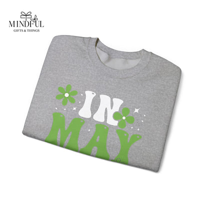 May the Green Crewneck Sweatshirt — St. Patrick’s Day Retro Floral Tee
