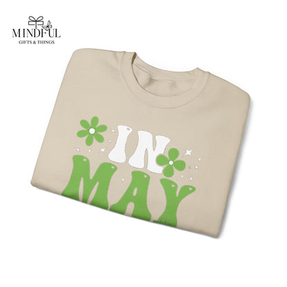 May the Green Crewneck Sweatshirt — St. Patrick’s Day Retro Floral Tee