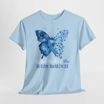 Autism Awareness Butterfly T‑Shirt — Blue Ribbon ‘Autism Awareness’ Tee