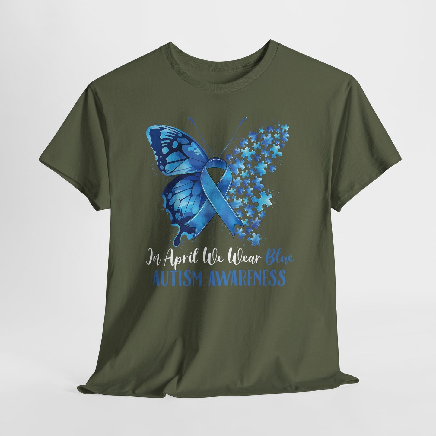 Autism Awareness Butterfly T‑Shirt — Blue Ribbon ‘Autism Awareness’ Tee