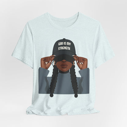 God Is My Strength Tee — Faith-Based Graphic T-Shirt with 'God Is My Strength' Cap