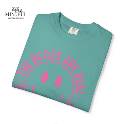 Sad Smiley Tee — “The Boobs Are Real, The Smile Is Fake” Graphic T-Shirt