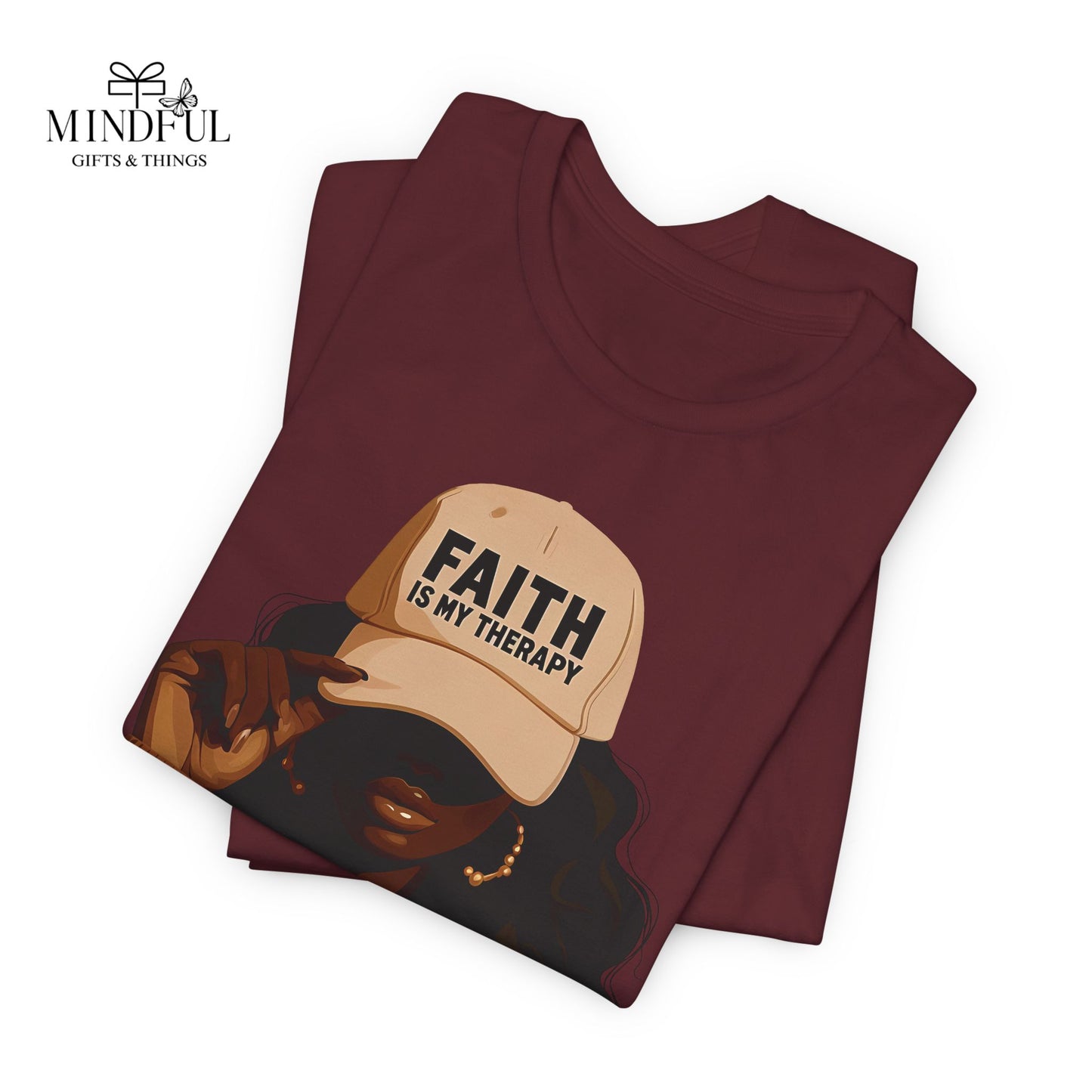 Faith Is My Therapy Graphic Tee — Black Woman Illustration