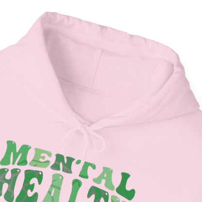 Mental Health Matters Hoodie — Green Retro Awareness Pullover