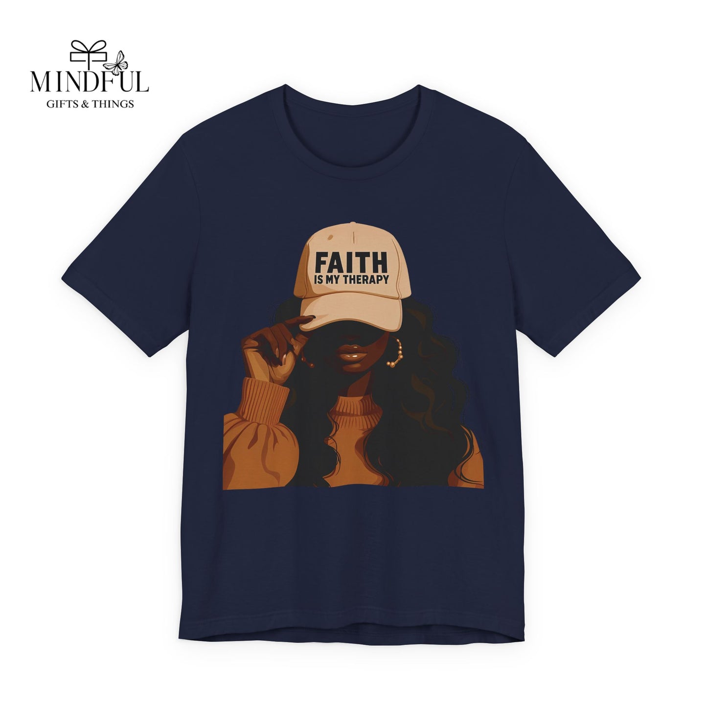 Faith Is My Therapy Graphic Tee — Black Woman Illustration