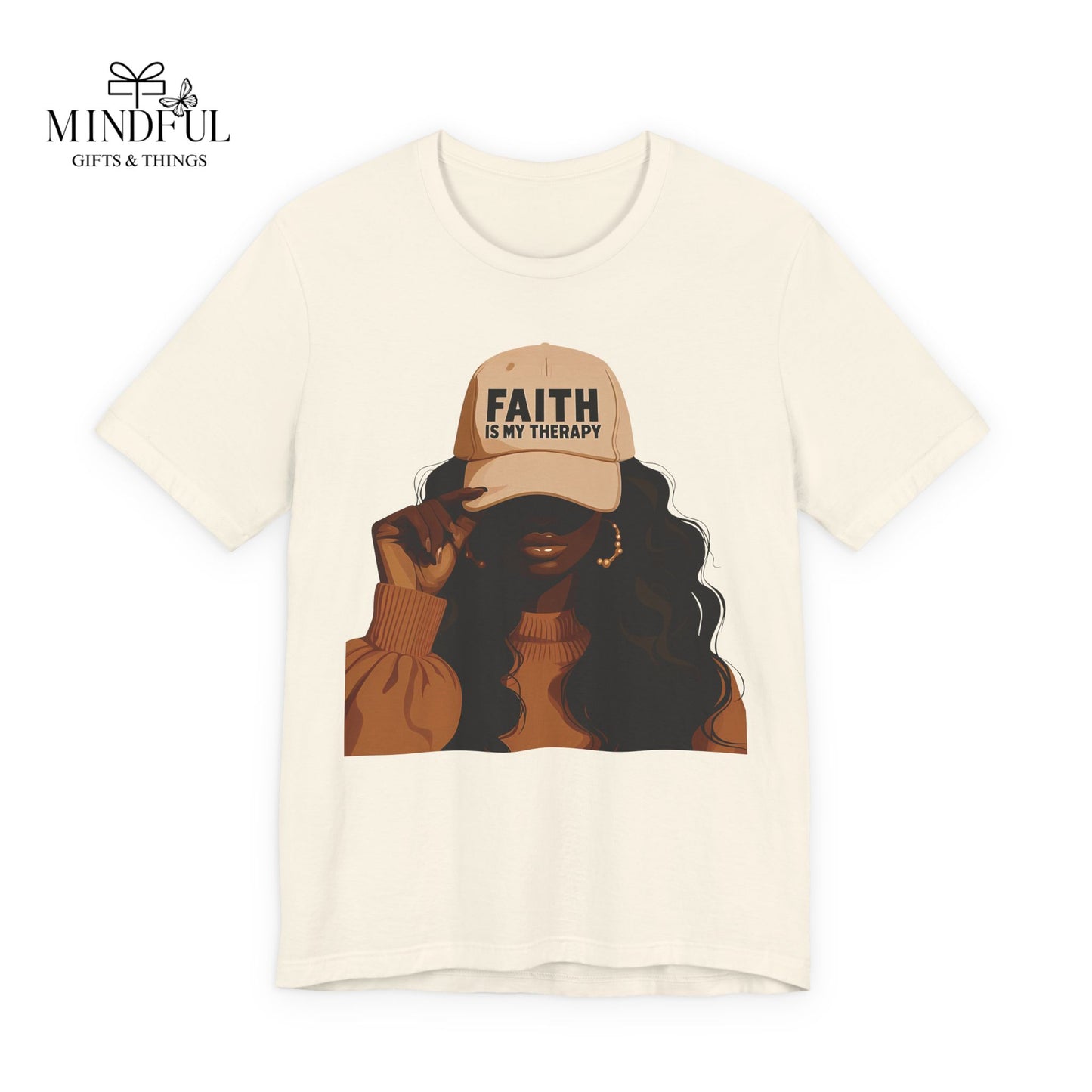 Faith Is My Therapy Graphic Tee — Black Woman Illustration