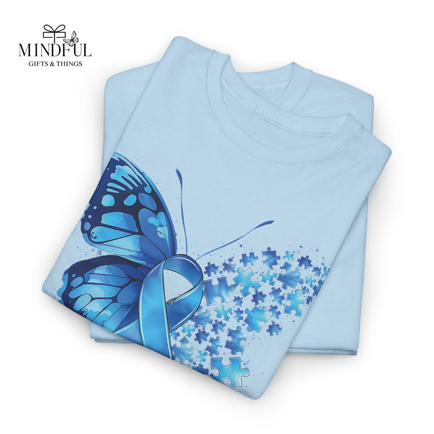 Autism Awareness Butterfly T‑Shirt — Blue Ribbon ‘Autism Awareness’ Tee