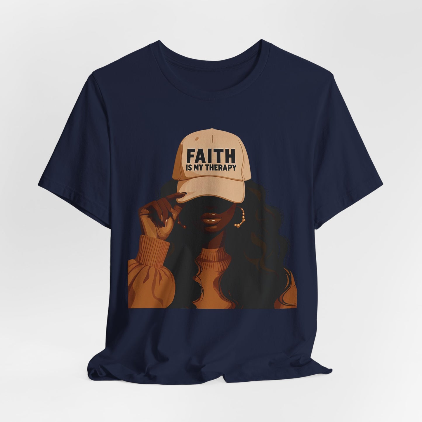 Faith Is My Therapy Graphic Tee — Black Woman Illustration