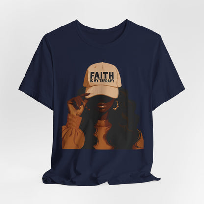 Faith Is My Therapy Graphic Tee — Black Woman Illustration