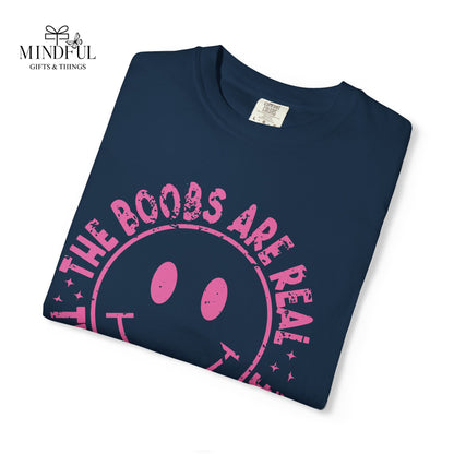 Sad Smiley Tee — “The Boobs Are Real, The Smile Is Fake” Graphic T-Shirt