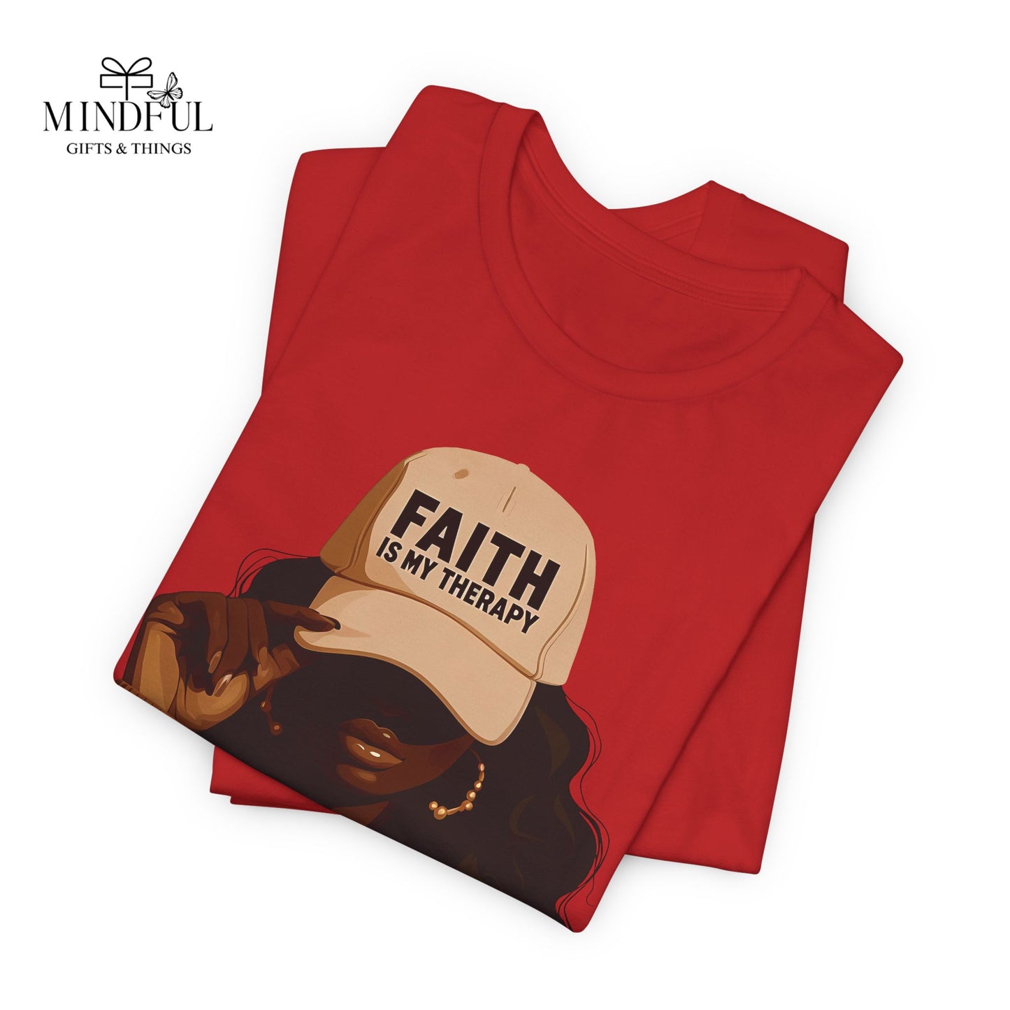Faith Is My Therapy Graphic Tee — Black Woman Illustration