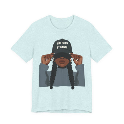 God Is My Strength Tee — Faith-Based Graphic T-Shirt with 'God Is My Strength' Cap