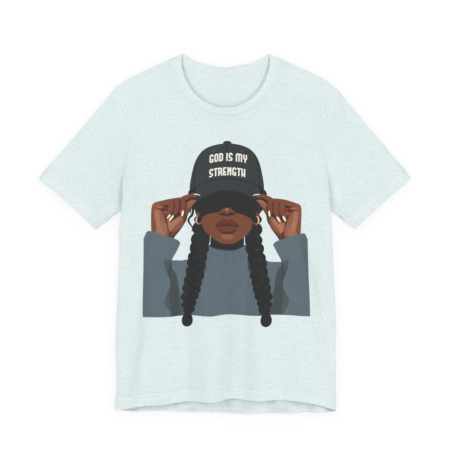 God Is My Strength Tee — Faith-Based Graphic T-Shirt with 'God Is My Strength' Cap