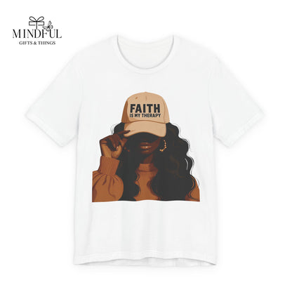 Faith Is My Therapy Graphic Tee — Black Woman Illustration