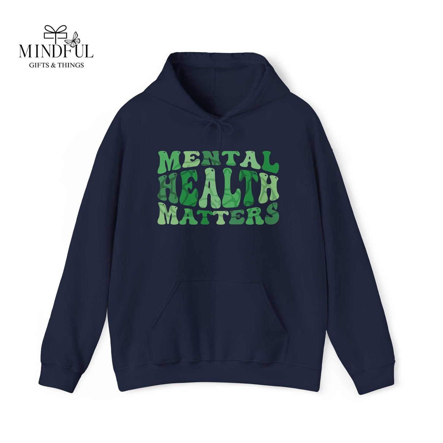 Mental Health Matters Hoodie — Green Retro Awareness Pullover