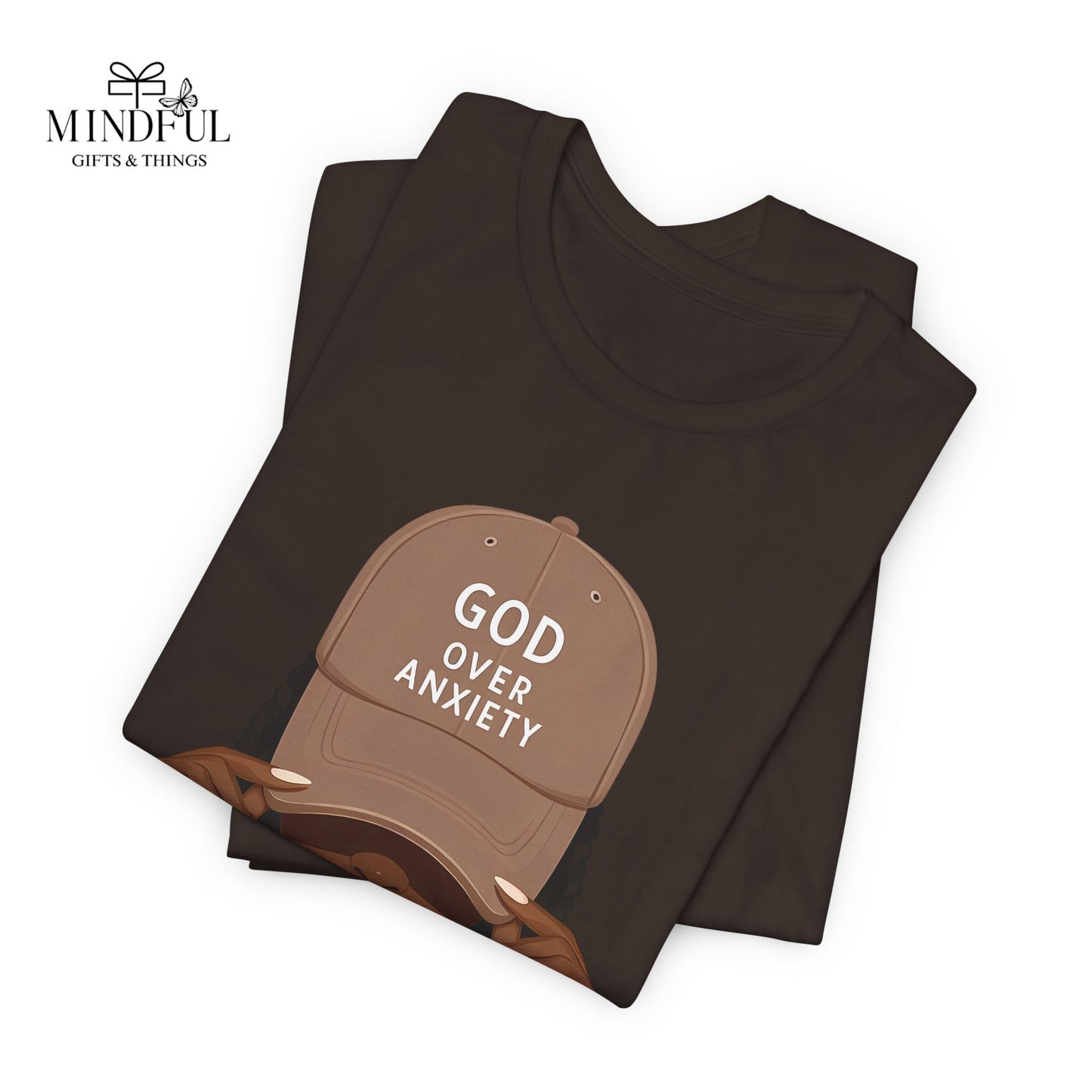 God Over Anxiety Graphic Tee — Black Woman Illustration