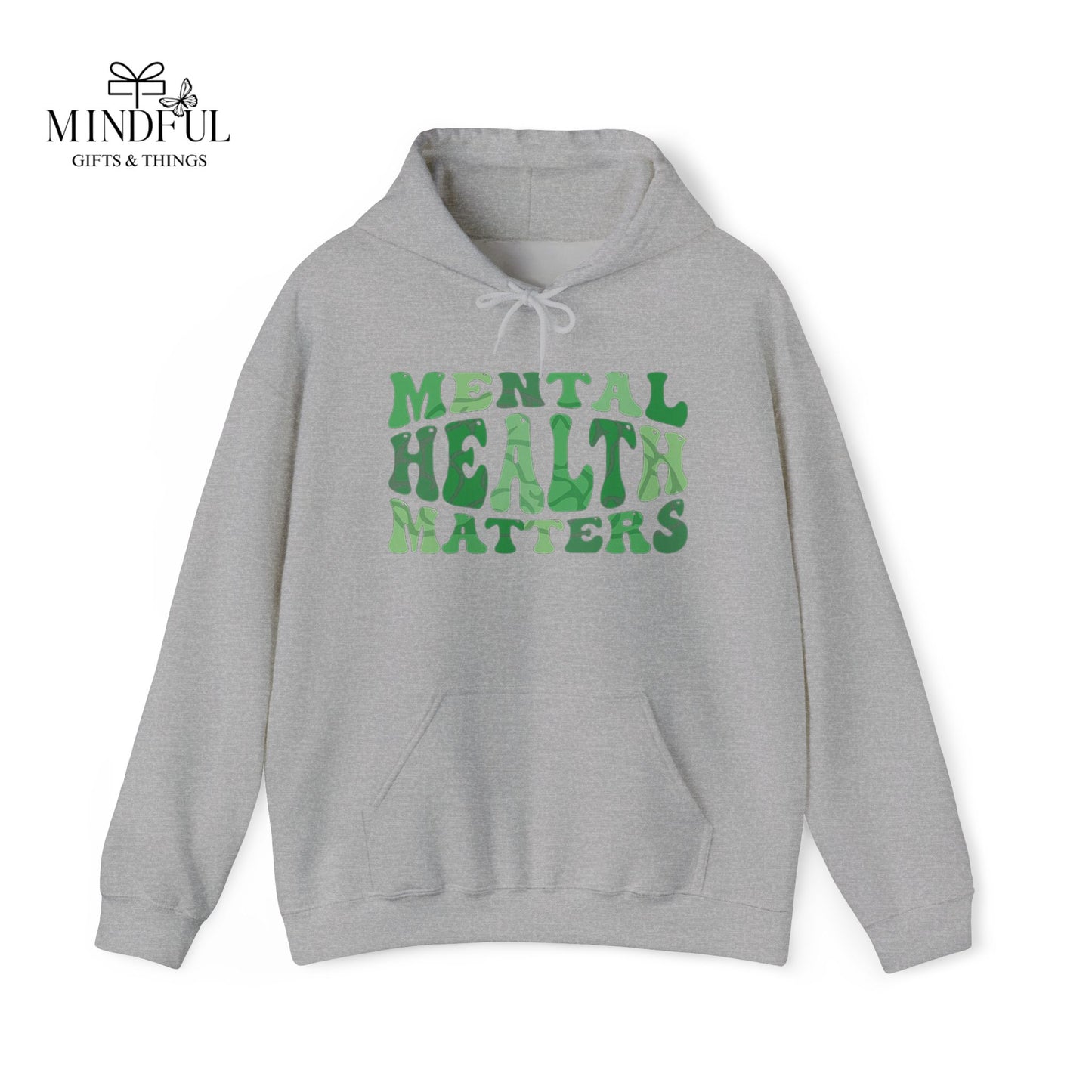 Mental Health Matters Hoodie — Green Retro Awareness Pullover