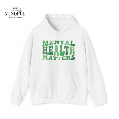 Mental Health Matters Hoodie — Green Retro Awareness Pullover