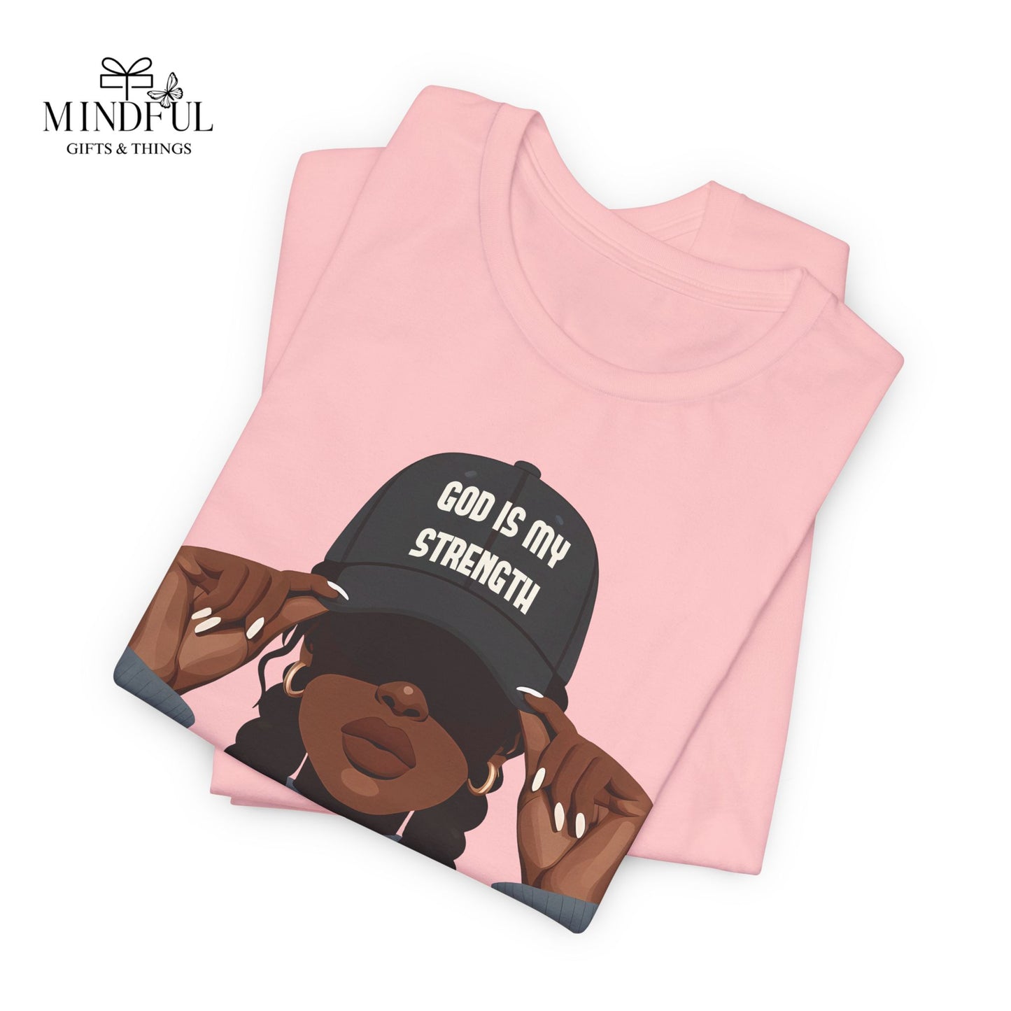 God Is My Strength Tee — Faith-Based Graphic T-Shirt with 'God Is My Strength' Cap