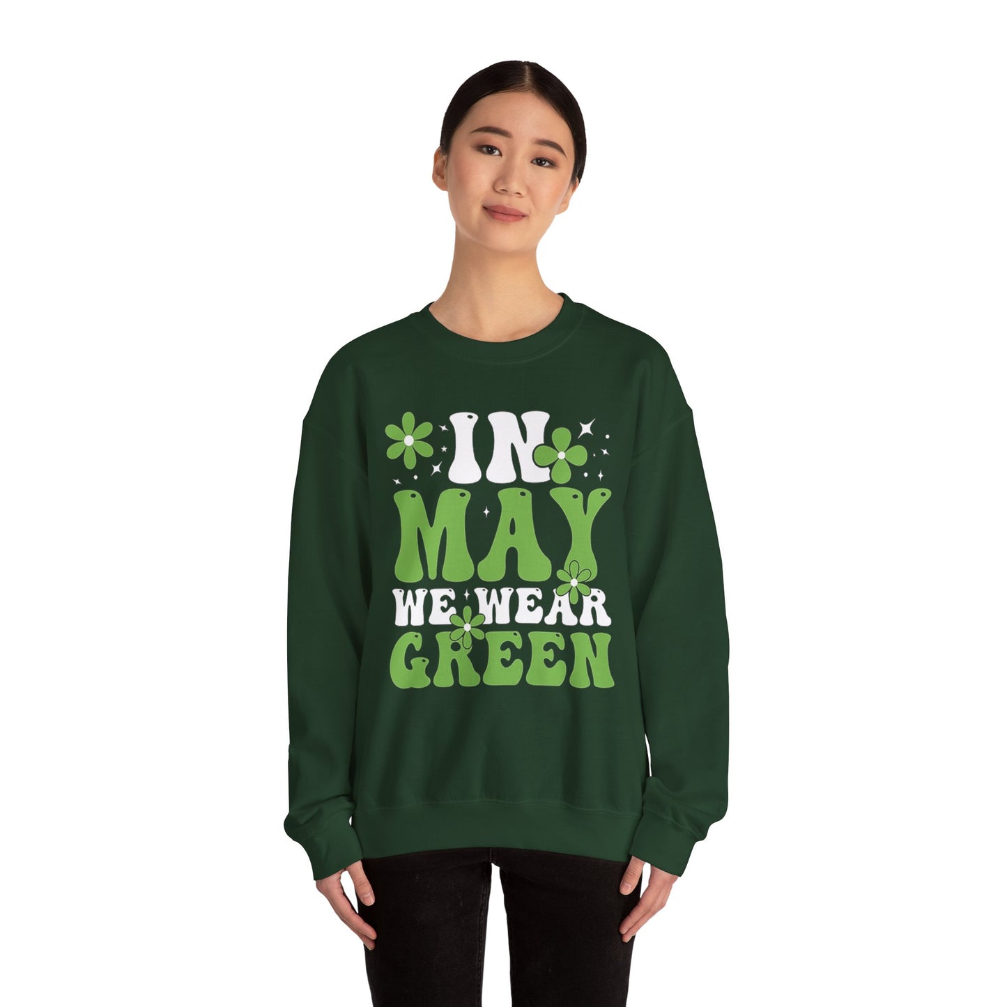 May the Green Crewneck Sweatshirt — St. Patrick’s Day Retro Floral Tee