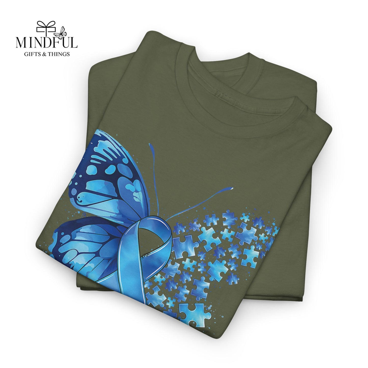 Autism Awareness Butterfly T‑Shirt — Blue Ribbon ‘Autism Awareness’ Tee