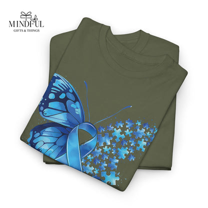 Autism Awareness Butterfly T‑Shirt — Blue Ribbon ‘Autism Awareness’ Tee